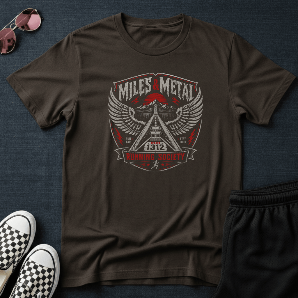Miles and metal running T-shirt