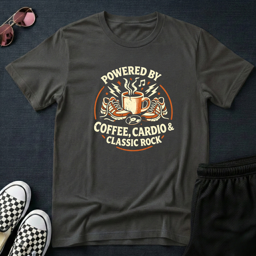 Powered by Coffe, Cardio and classic rock T-Shirt