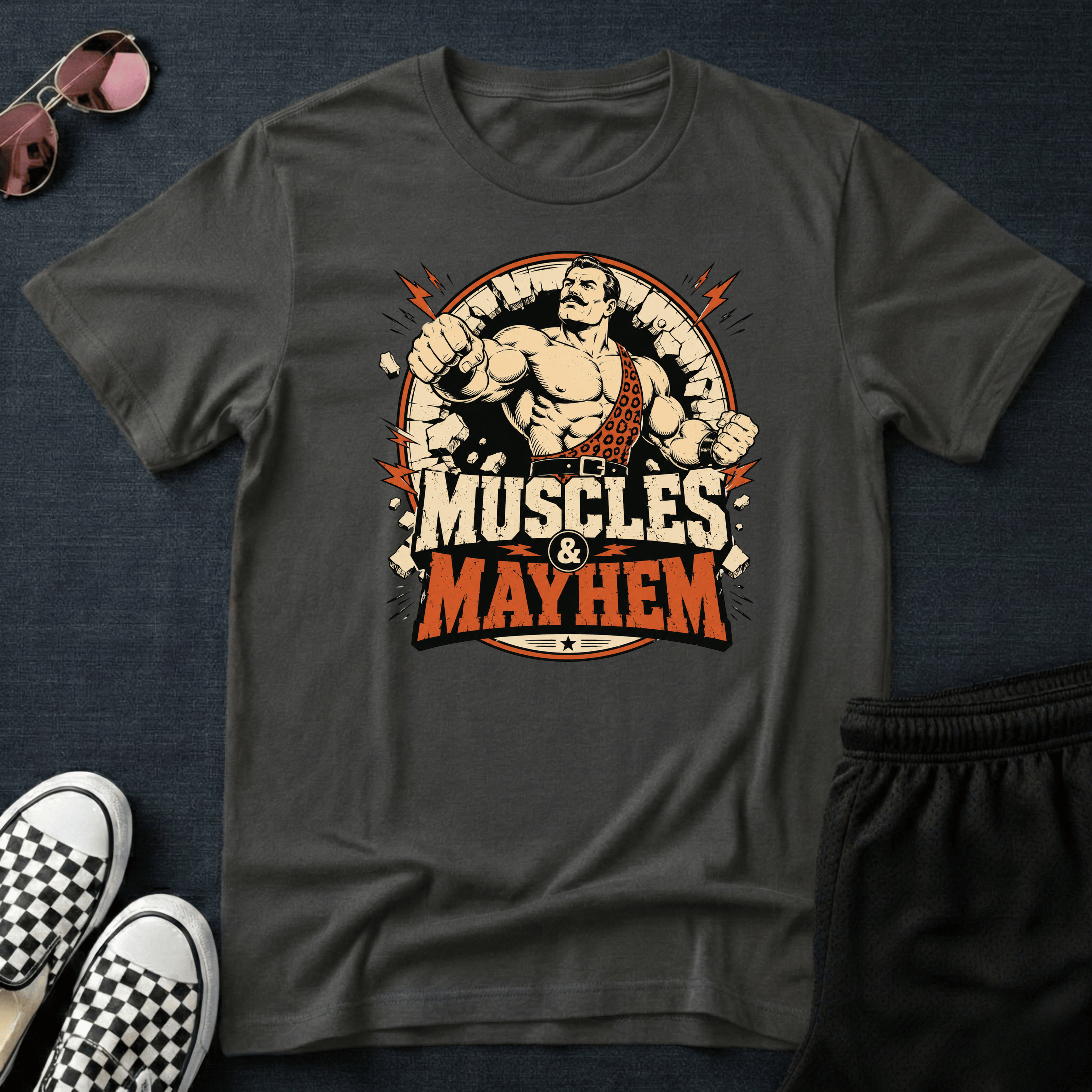 Muscles and mayhem T-shirt