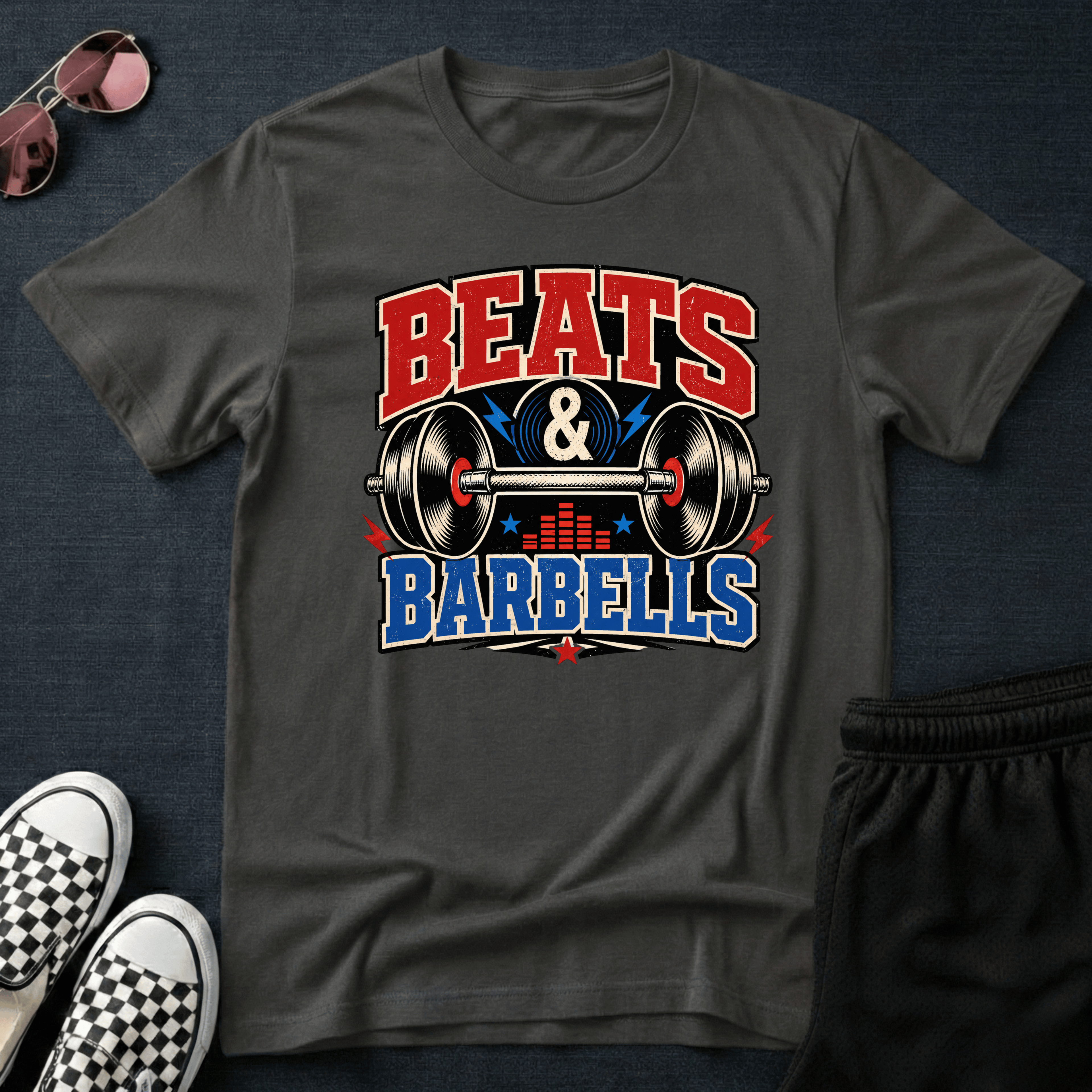 Beats and barbells T-shirt