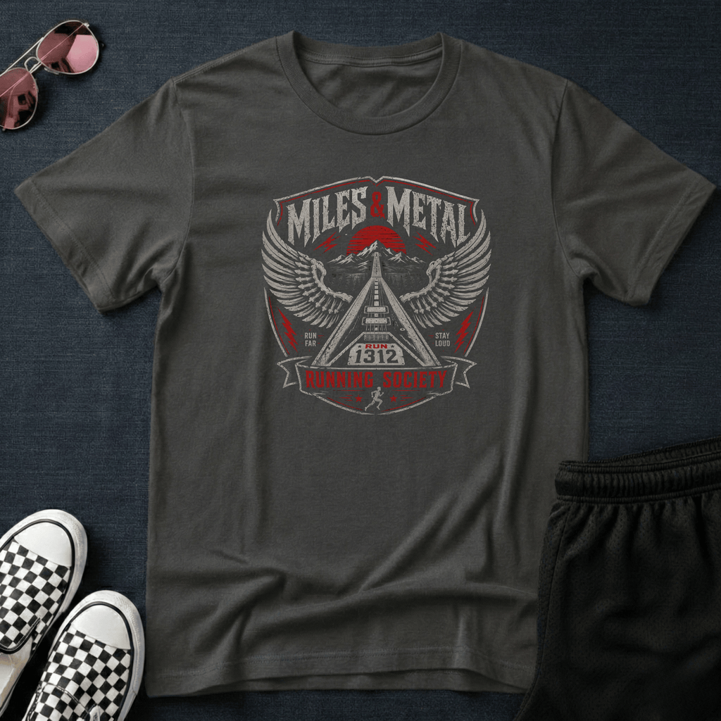 Miles and metal running T-shirt