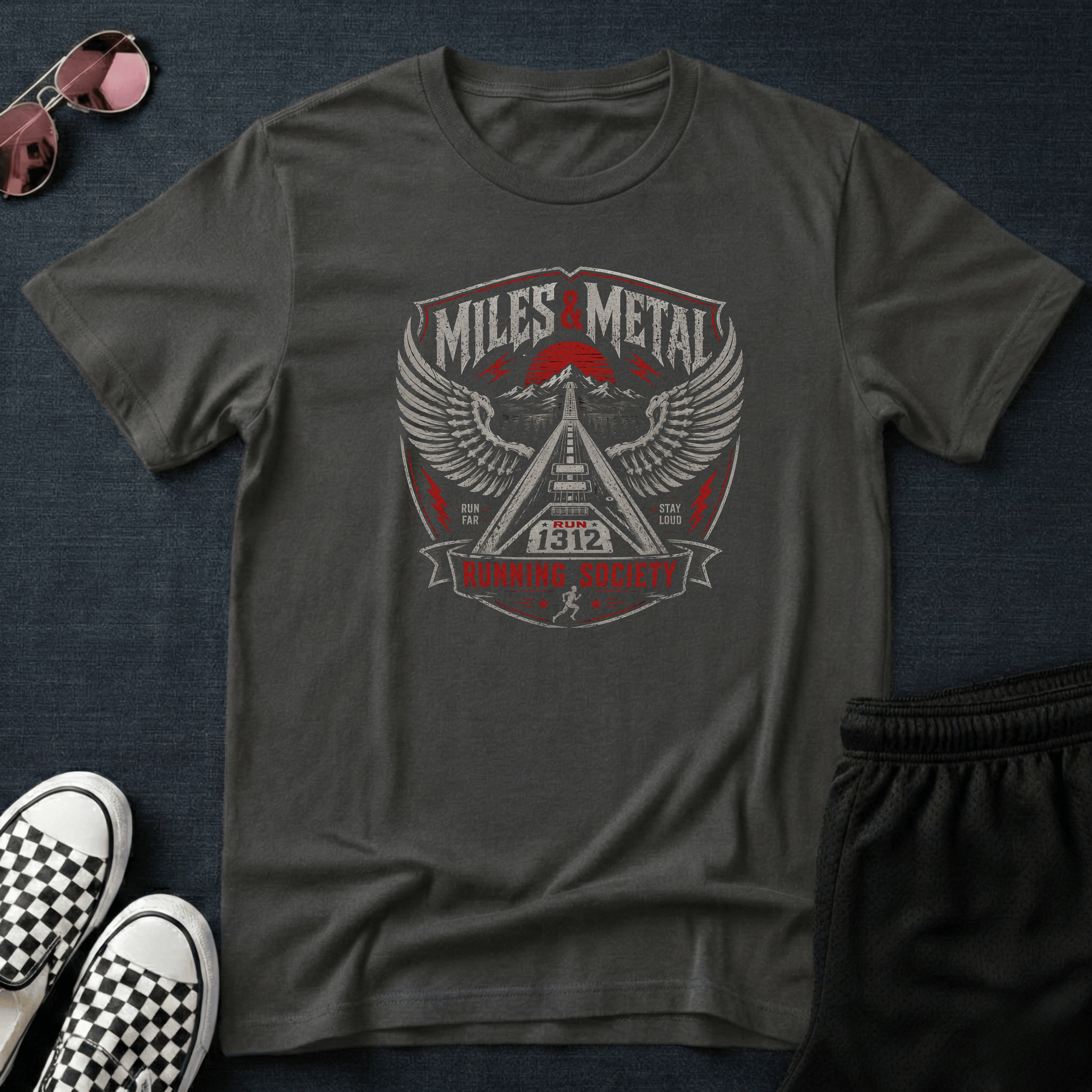 Miles and metal running T-shirt