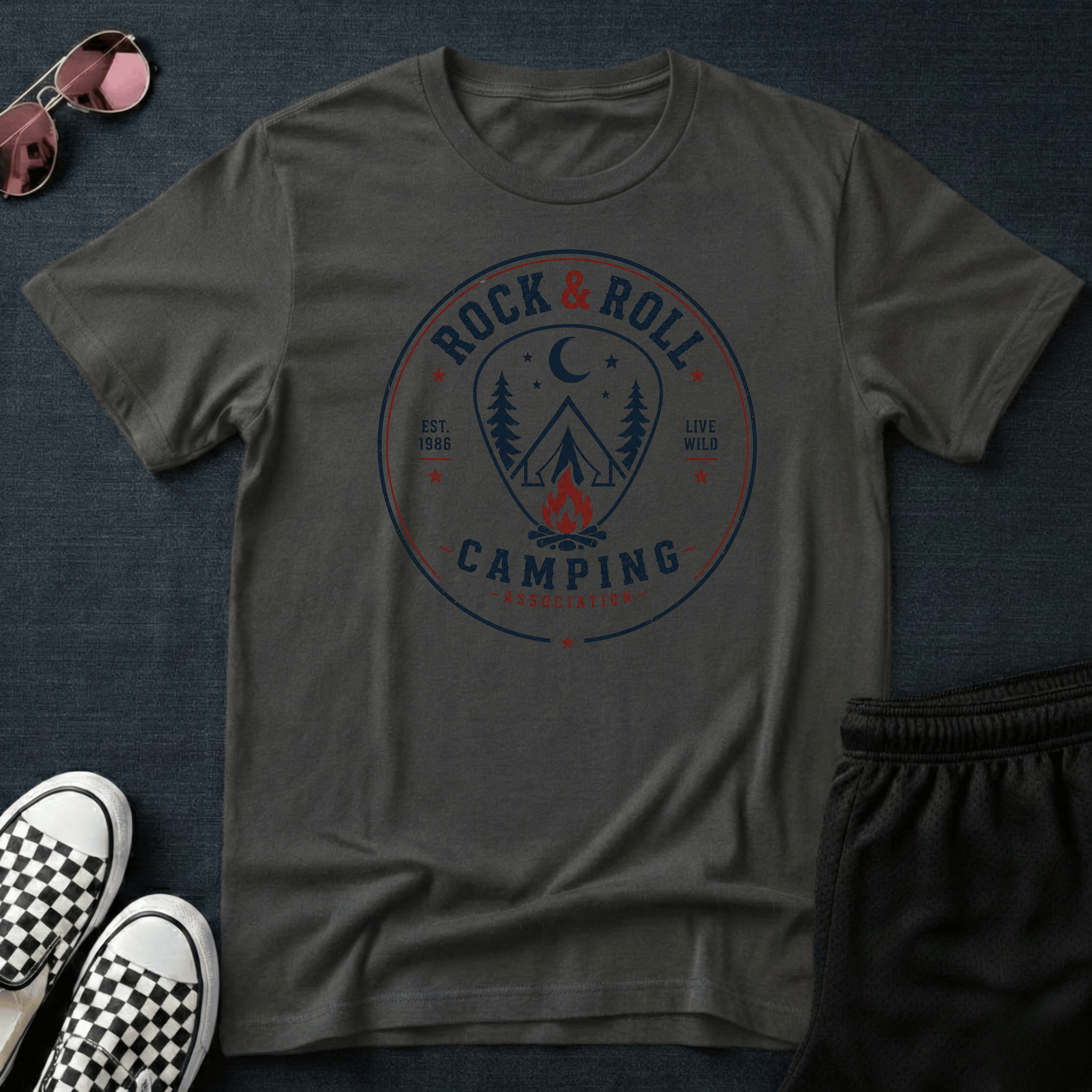 Rock & roll camping T-shirt