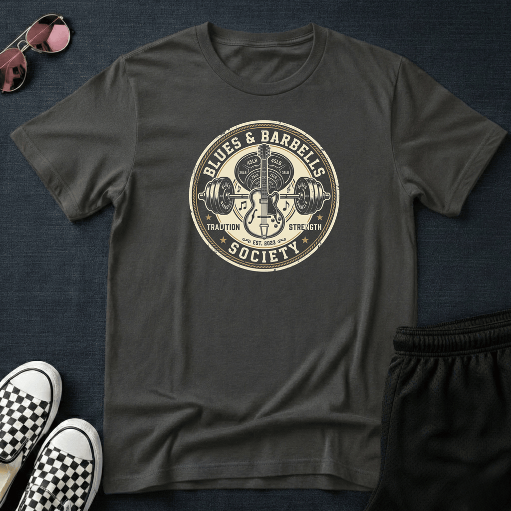 Blues and barbells T-shirt