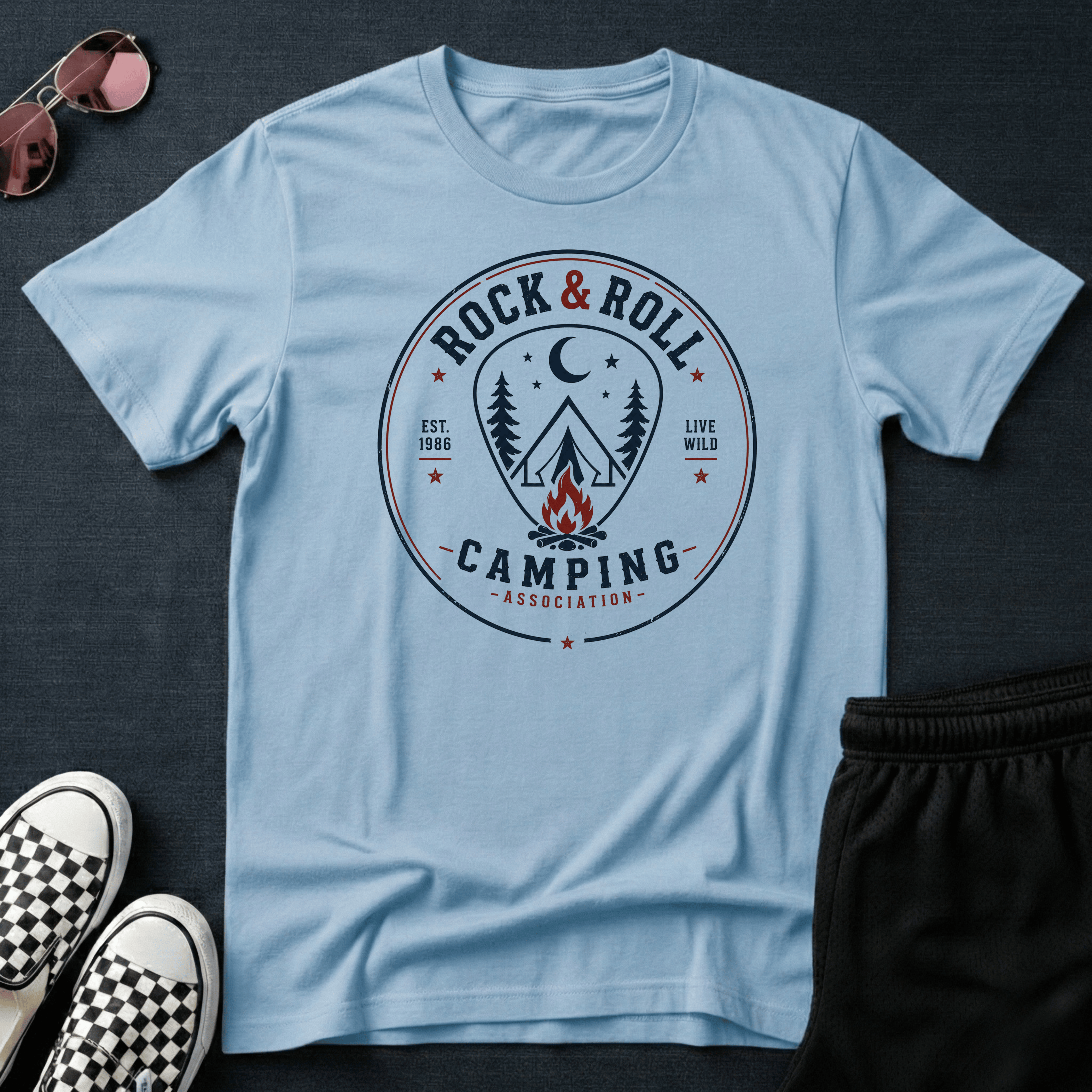 Rock & roll camping T-shirt