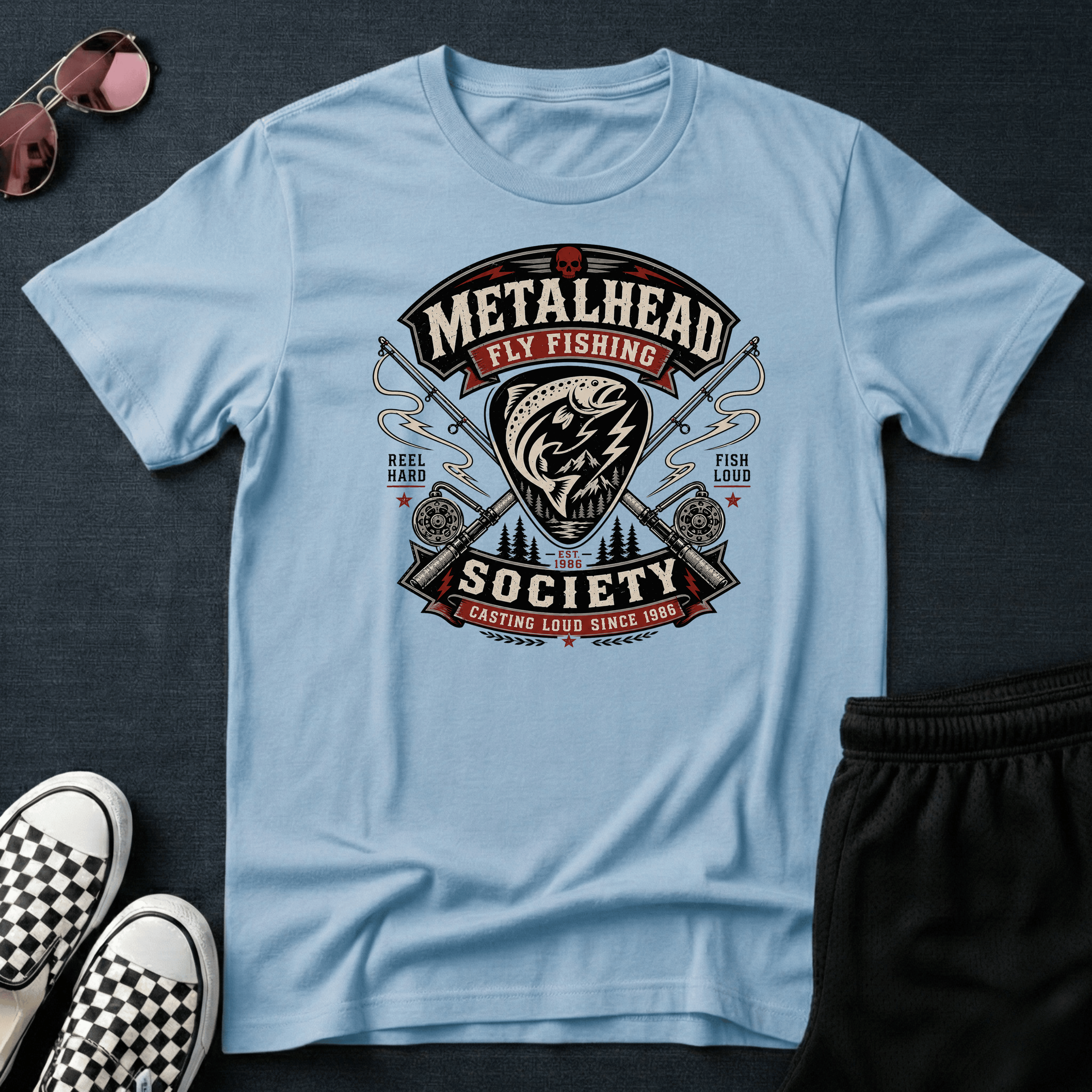 Metalhead fly fishing T-shirt