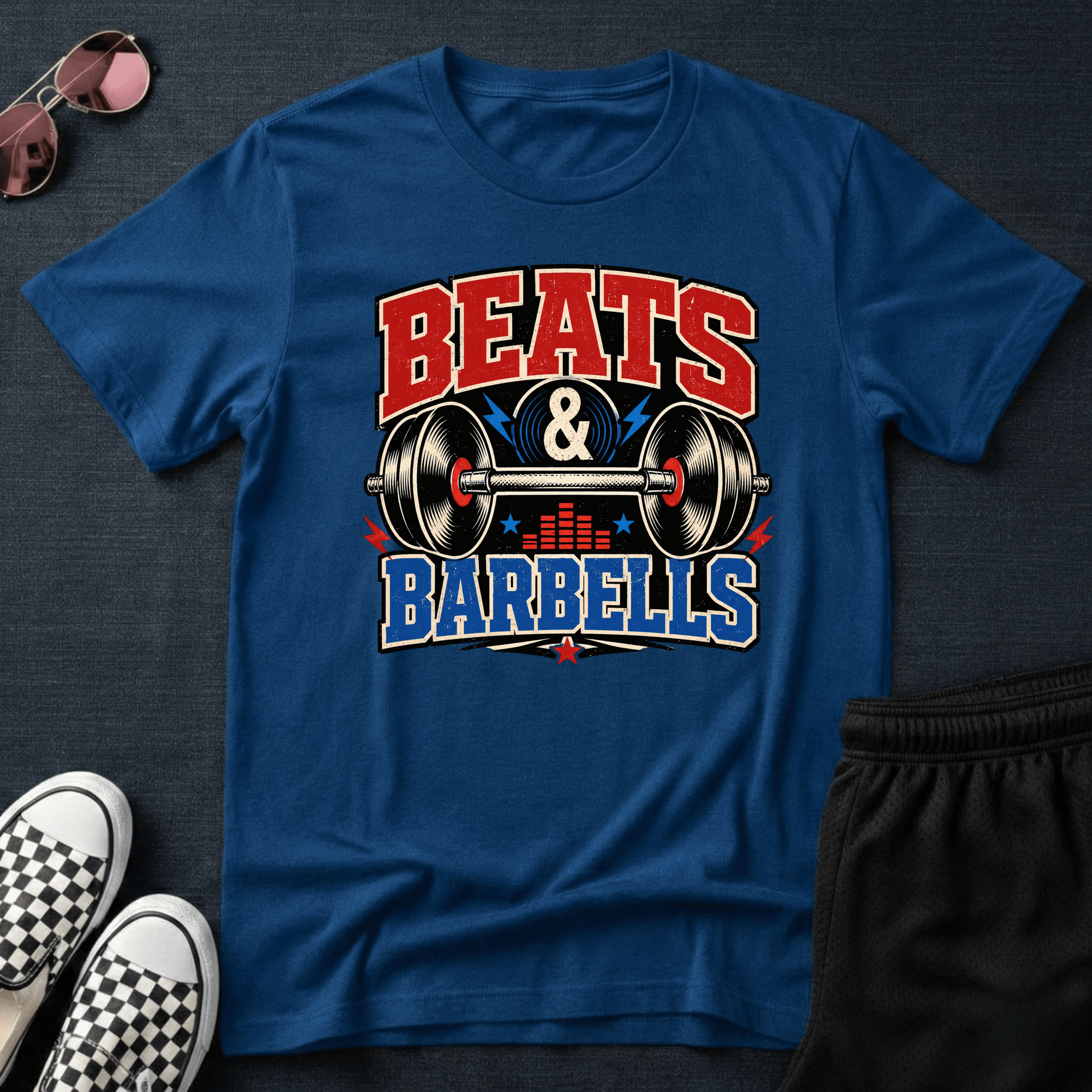 Beats and barbells T-shirt