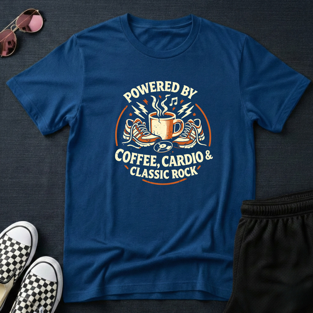 Powered by Coffe, Cardio and classic rock T-Shirt
