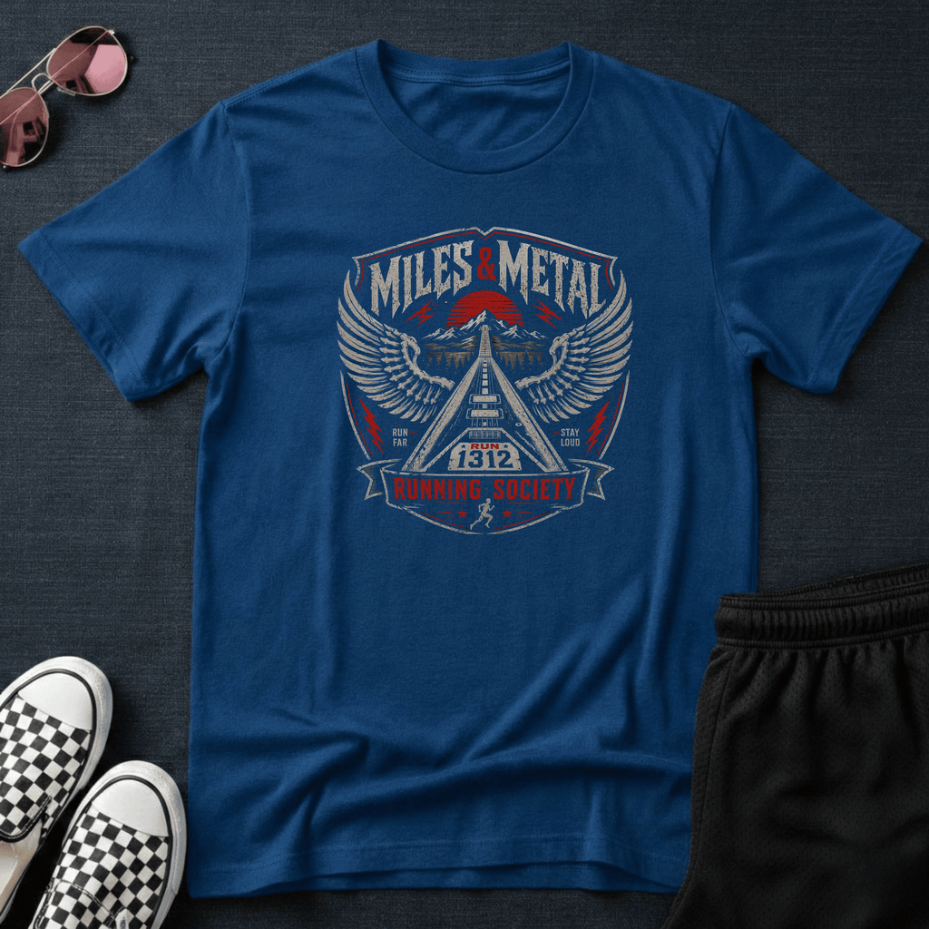 Miles and metal running T-shirt