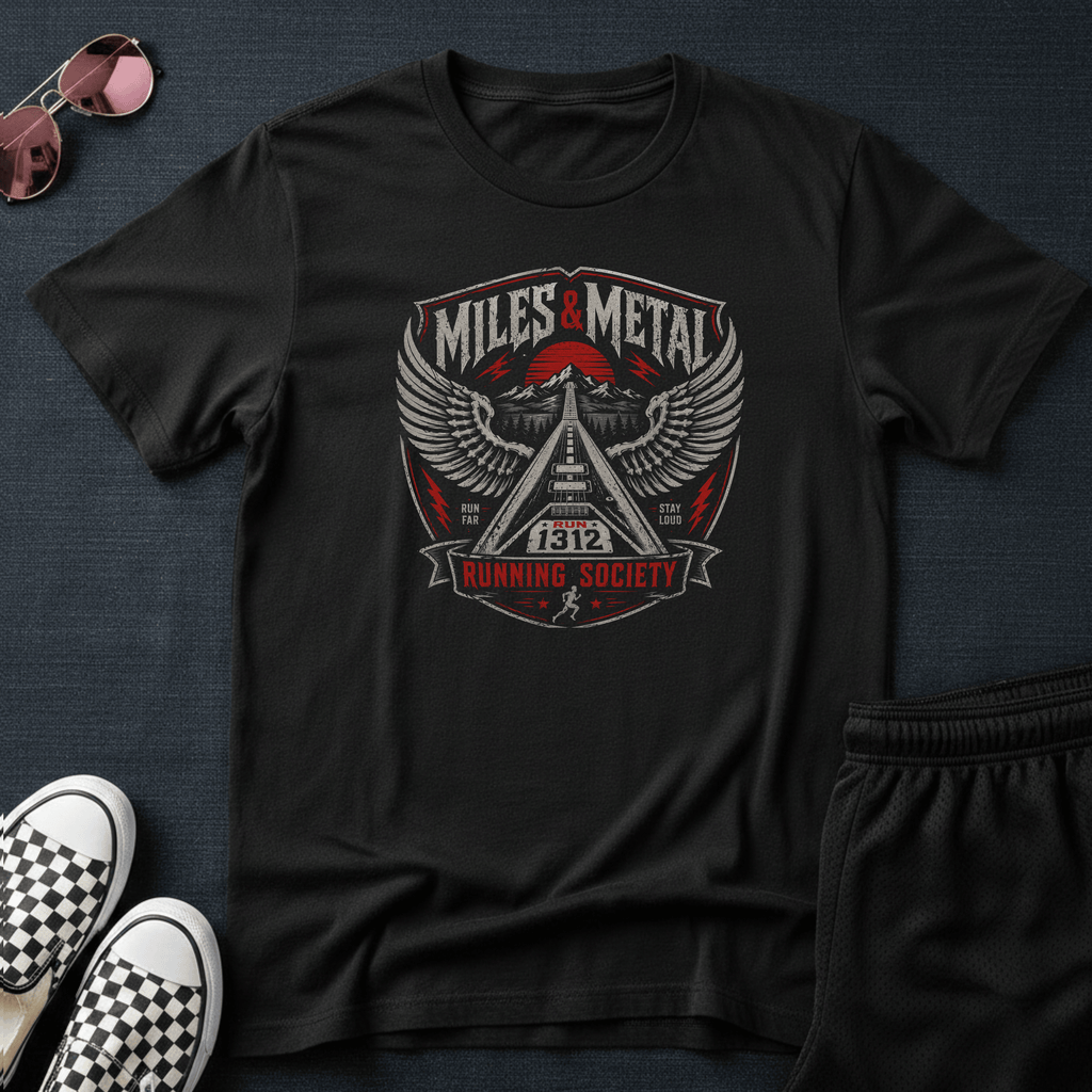 Miles and metal running T-shirt