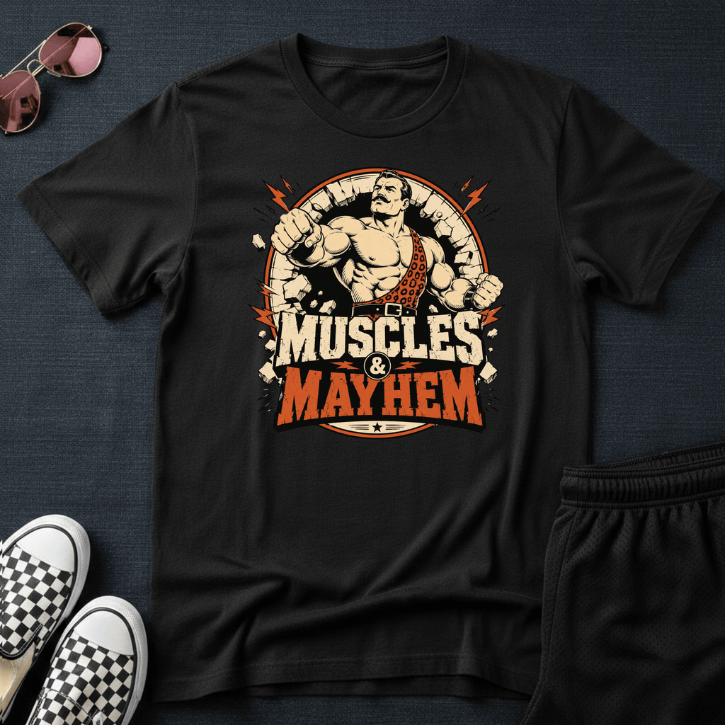 Muscles and mayhem T-shirt
