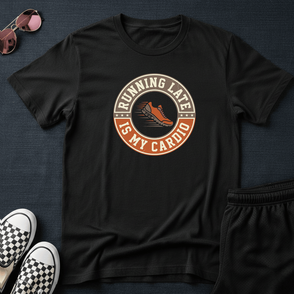 Running late is my cardio T-shirt