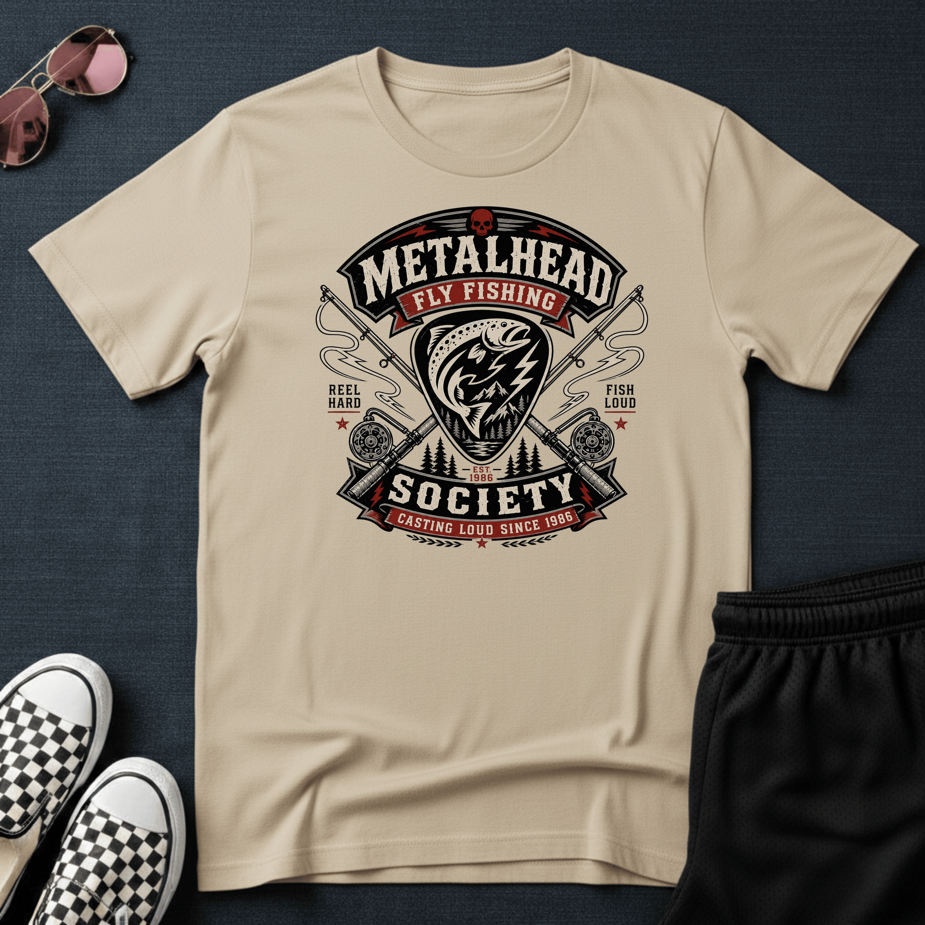 Metalhead fly fishing T-shirt