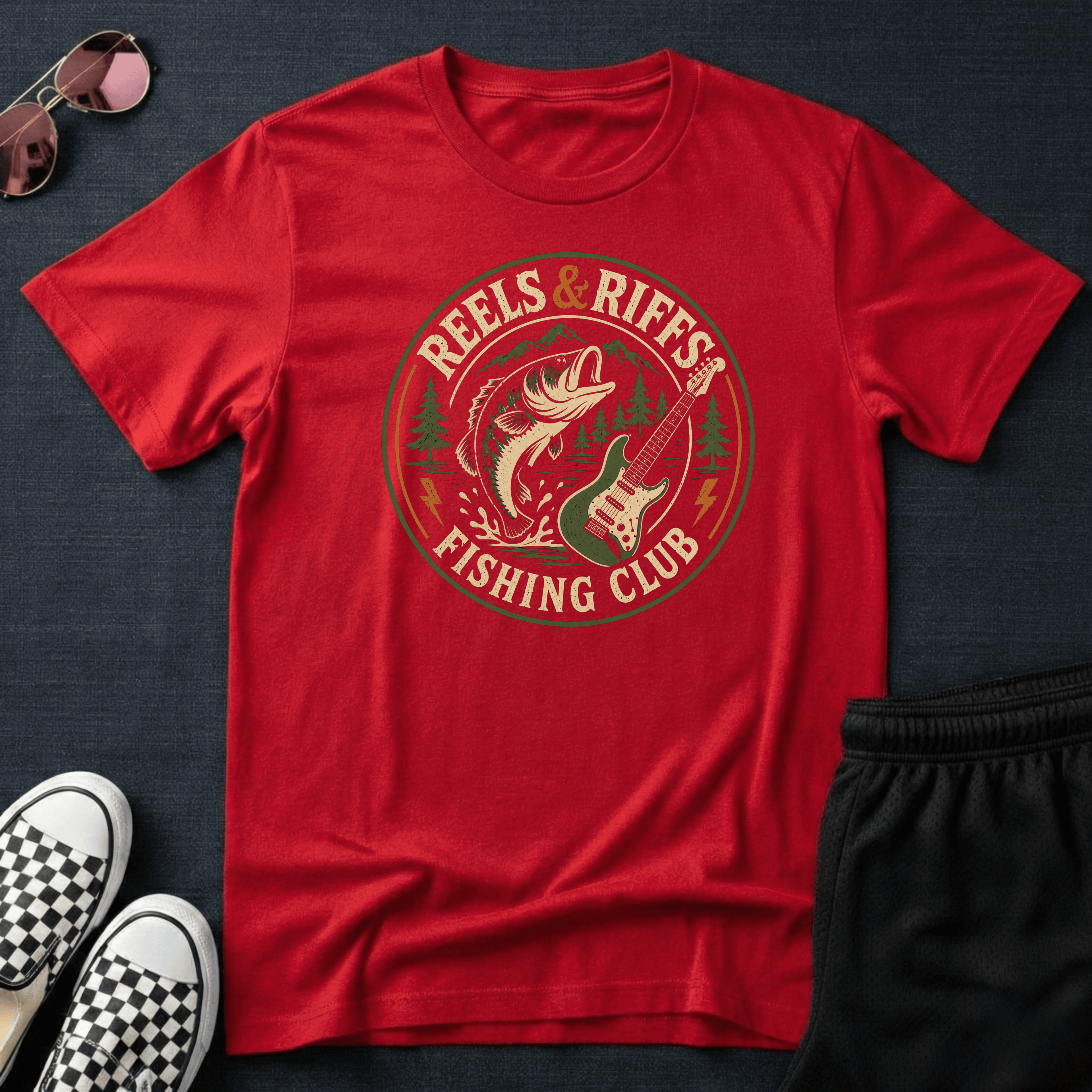 Reels and riffs fishing club T-shirt