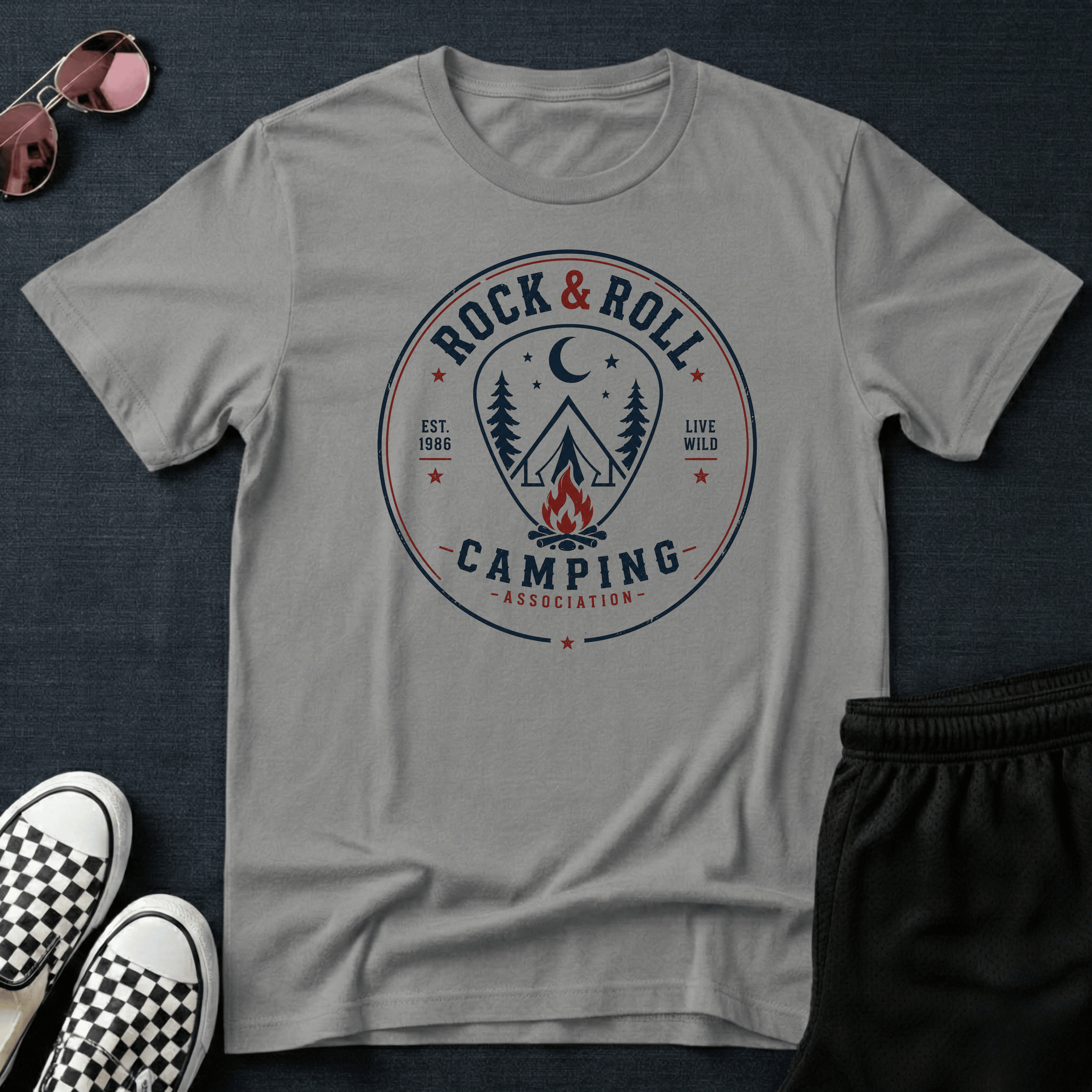 Rock & roll camping T-shirt
