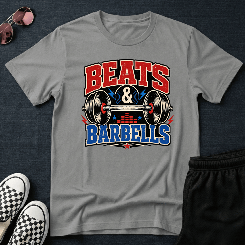 Beats and barbells T-shirt