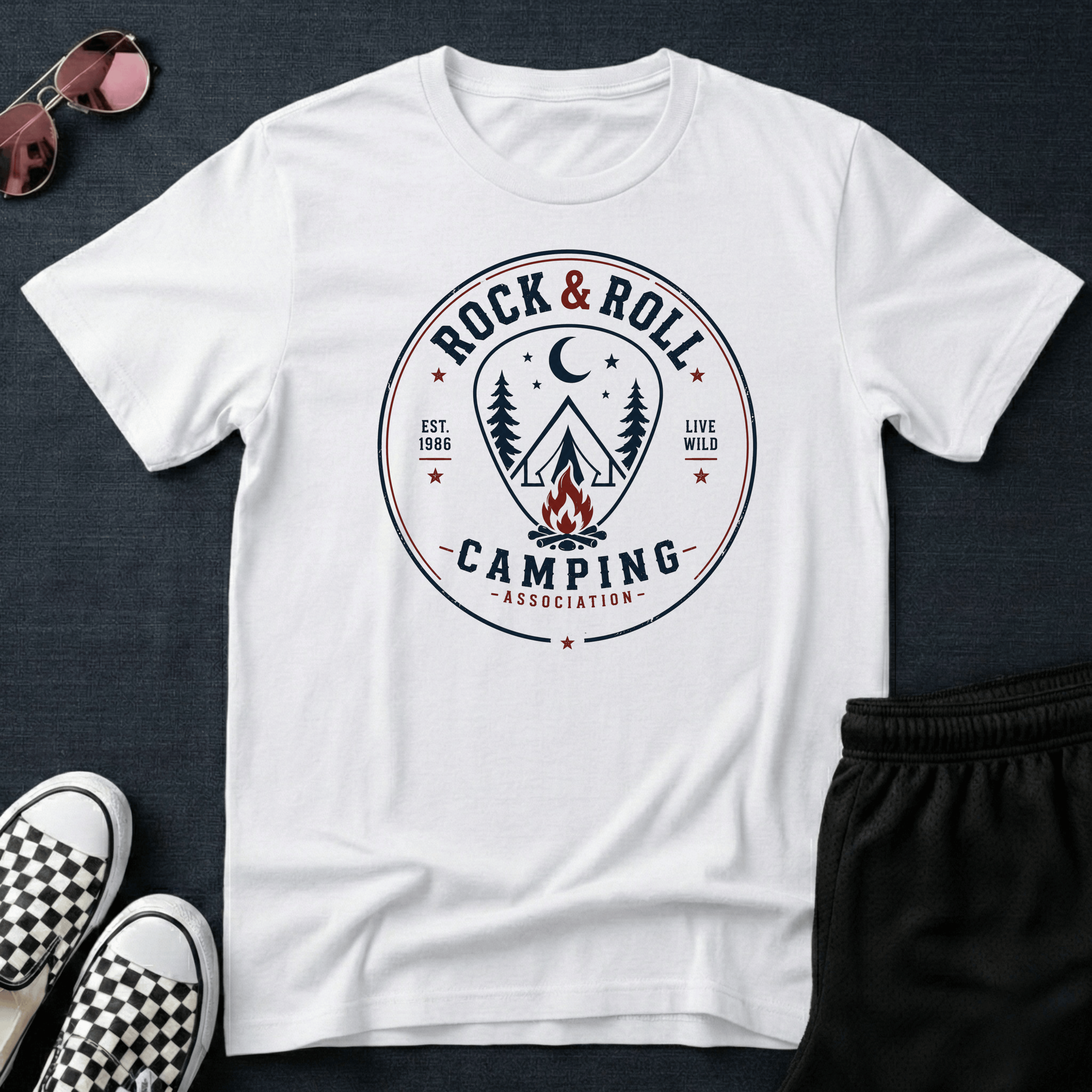 Rock & roll camping T-shirt