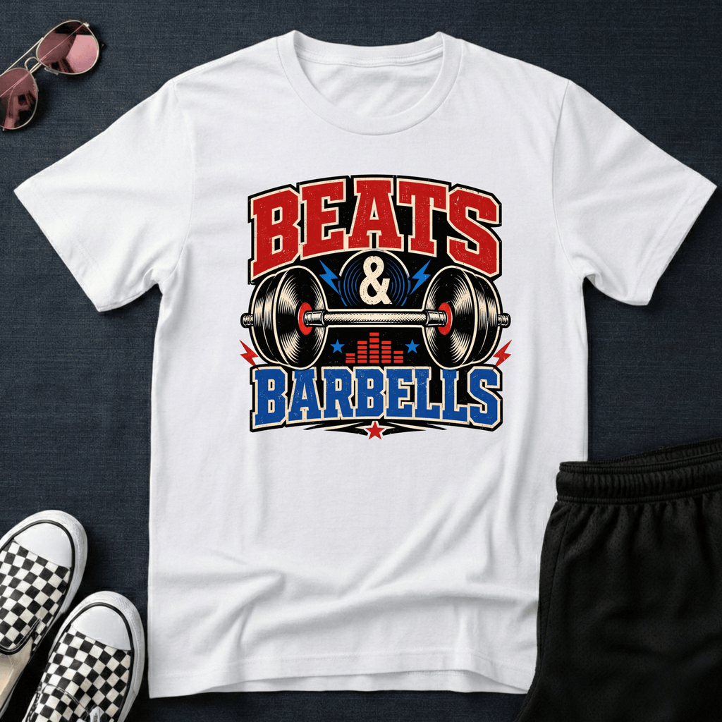 Beats and barbells T-shirt