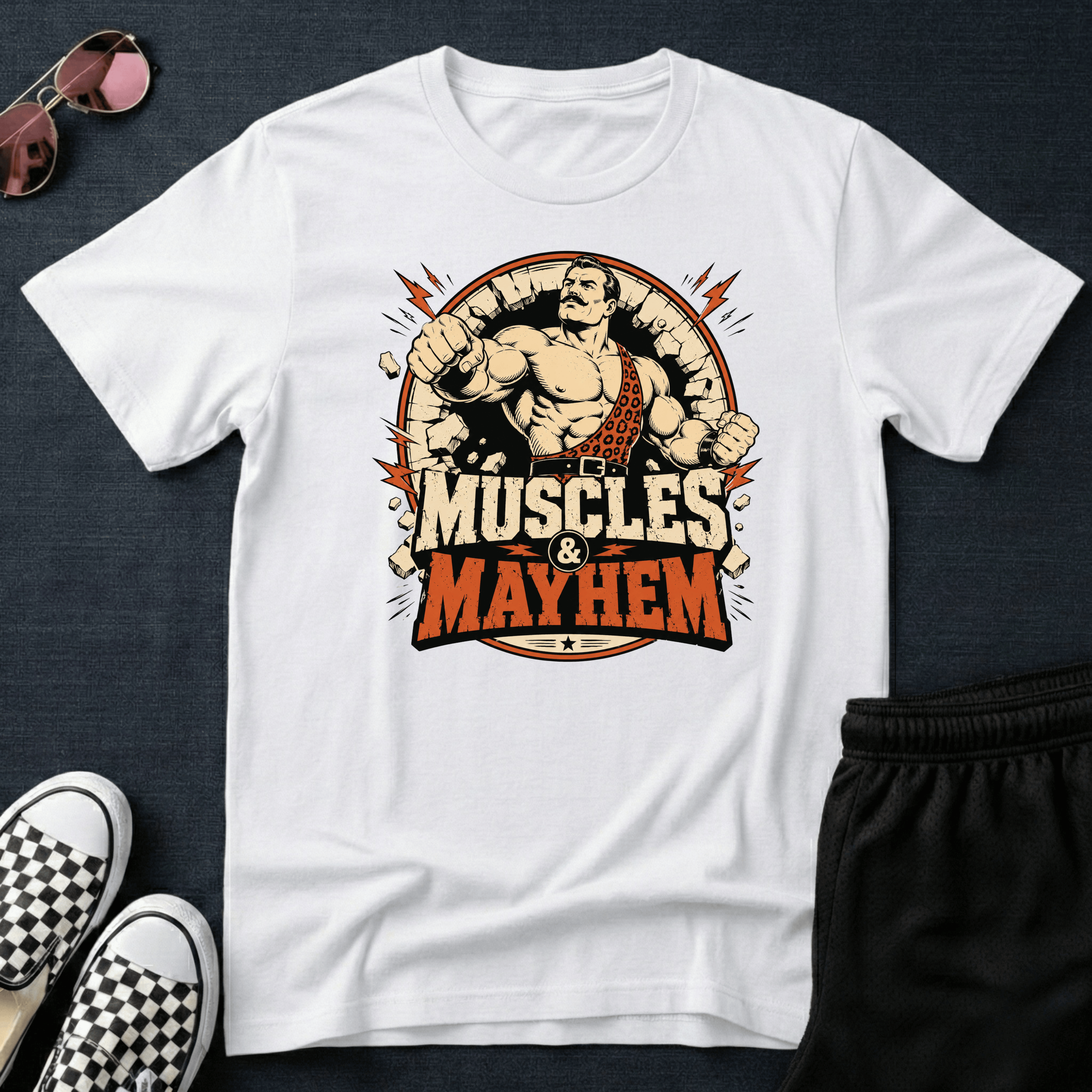 Muscles and mayhem T-shirt